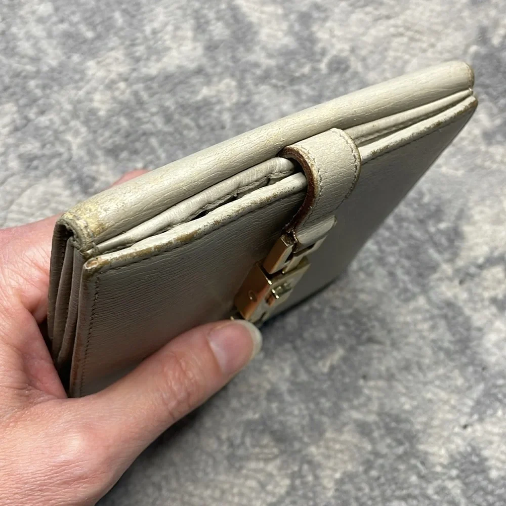 Gucci Leather Piston Lock Jackie Wallet Compact Ivory Gray - Picture 9 of 17